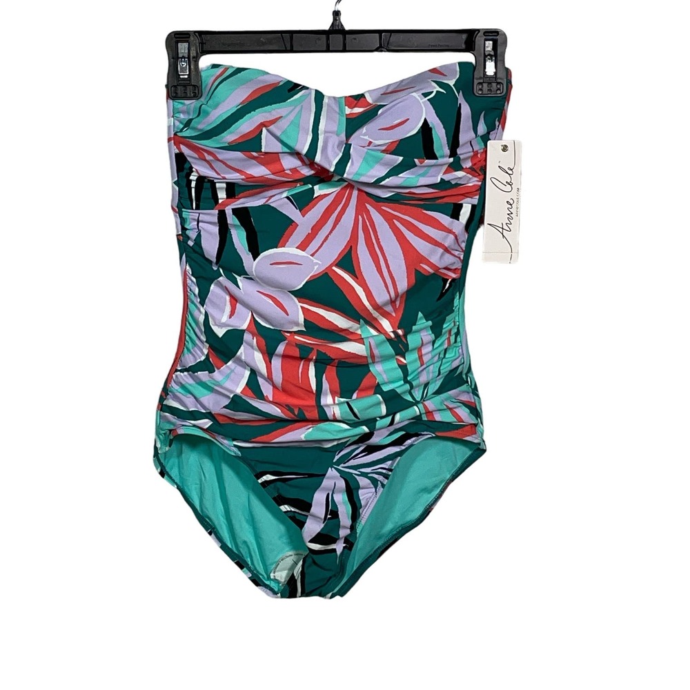 Anne Cole Women's Zesty Tropical Twist-Front One-Piece Swimsuit size 6